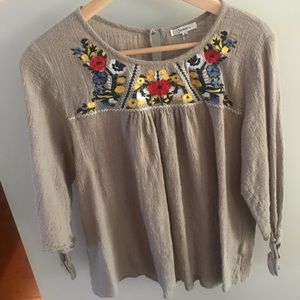 ROOLEE Embroidered Peasant Top